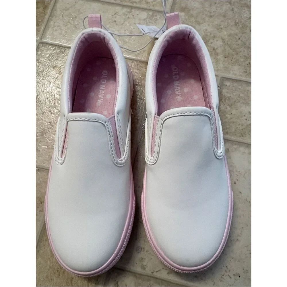 Old Navy White and Pink Girls Slip-On Sneakers